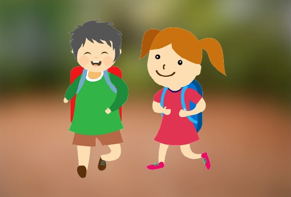 책가방을 메고 가는 아이들