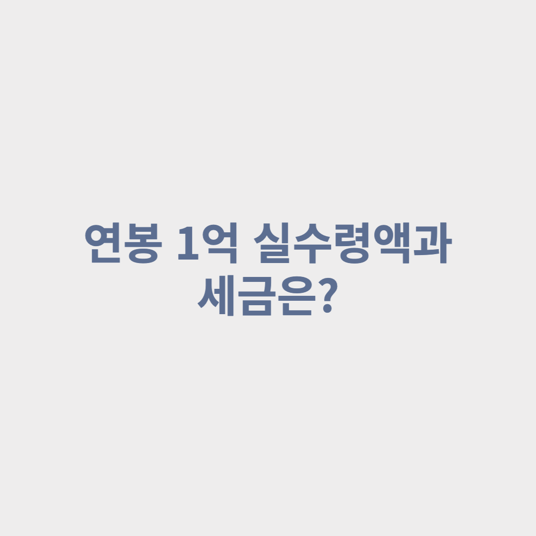 연봉 1억 실수령액