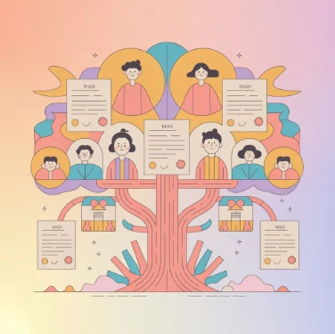 가족관계증명을 상징하는 일러스트 이미지