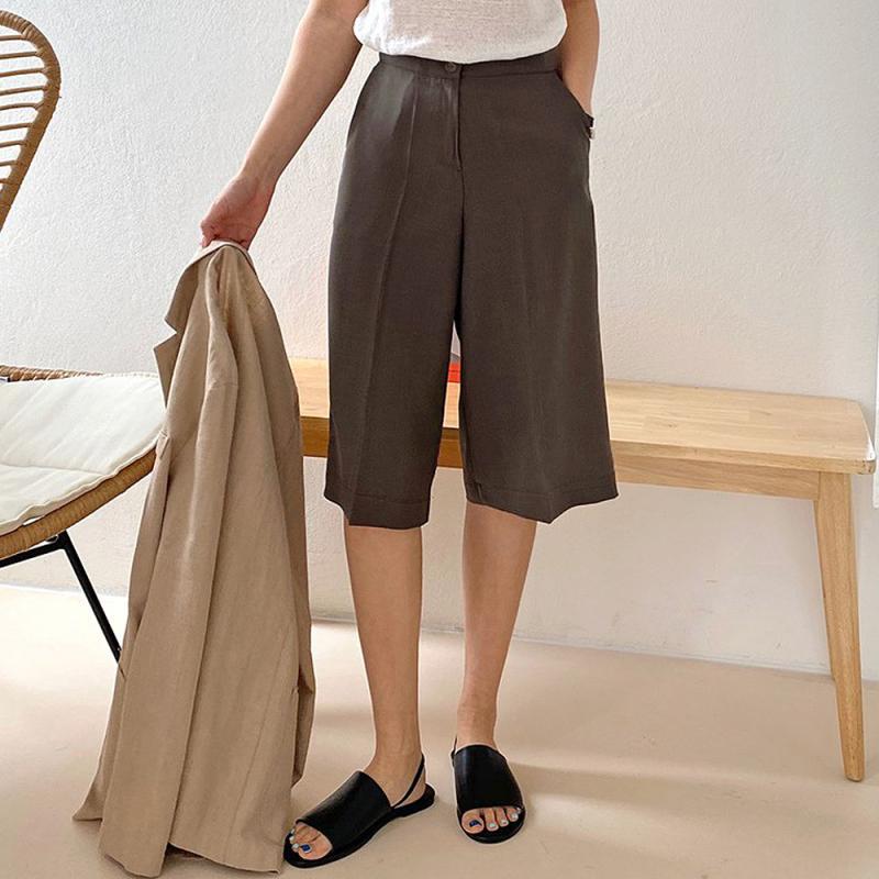 여성 버뮤다 팬츠 5부 반바지 와이드 슬랙스