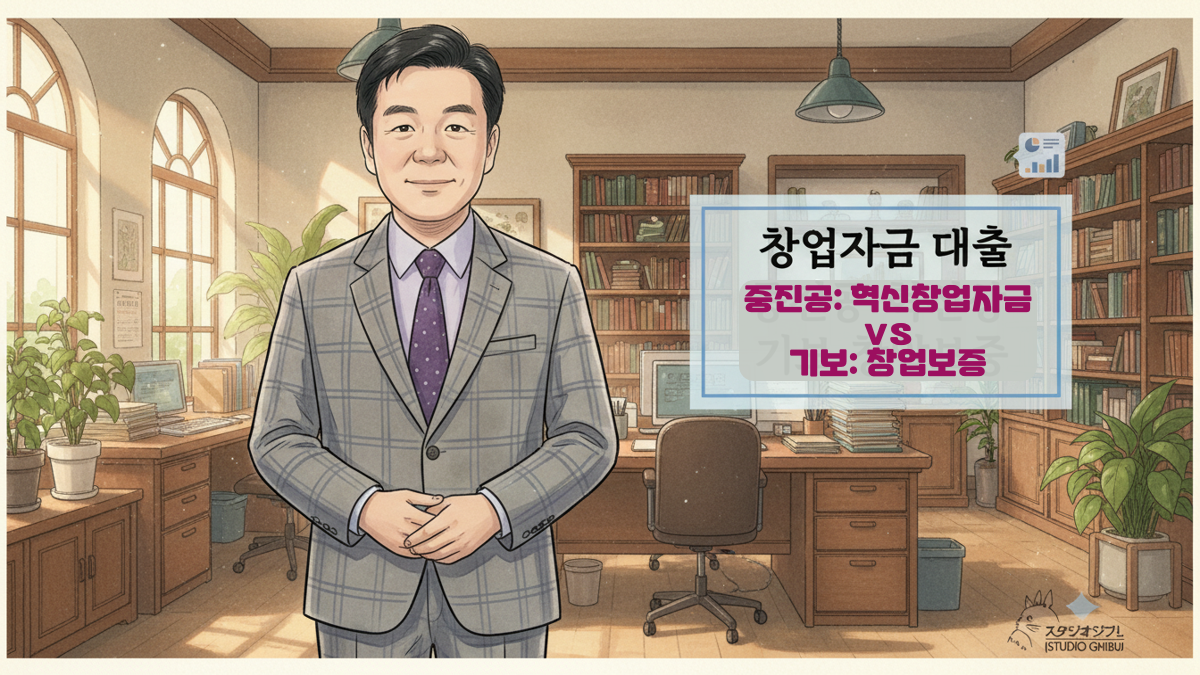 창업자금 대출 중진공 혁신창업자금 vs 기술보증기금 창업보증 한도 2배 펌핑 믹스 전략 안내 아바타 일러스트