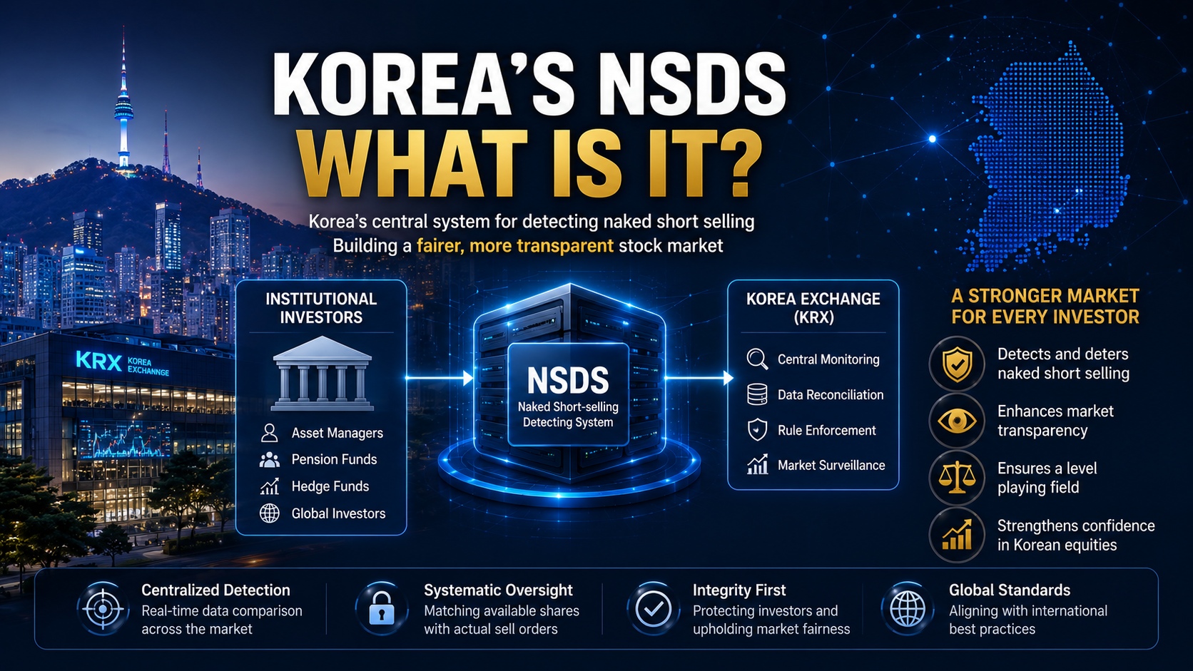 Korea NSDS naked short selling detection system connecting institutional investors and Korea Exchange market oversight