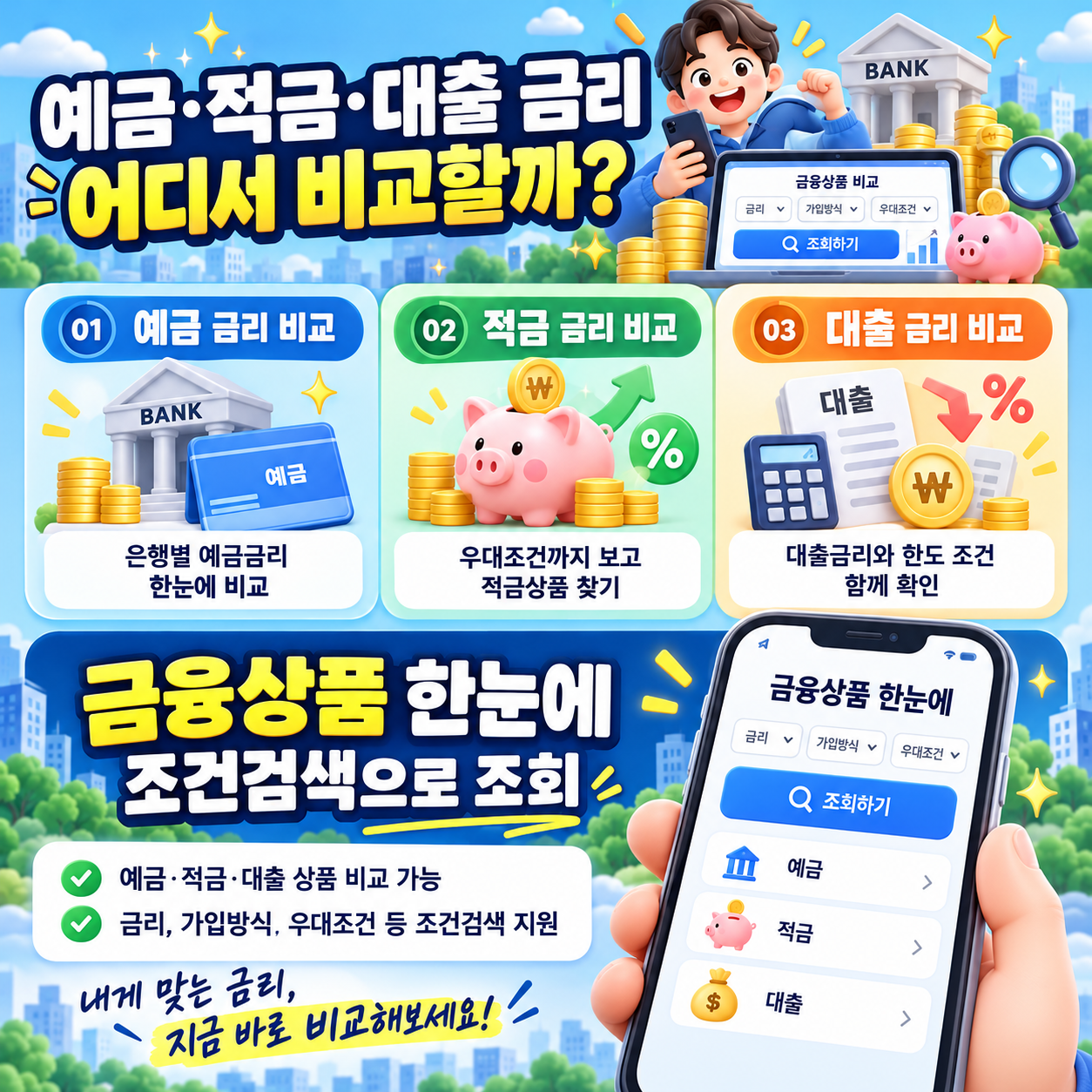 예금&middot;적금&middot;대출 금리 어디서 비교할까? 금융감독원 &lsquo;금융상품 한눈에&rsquo; 조건검색