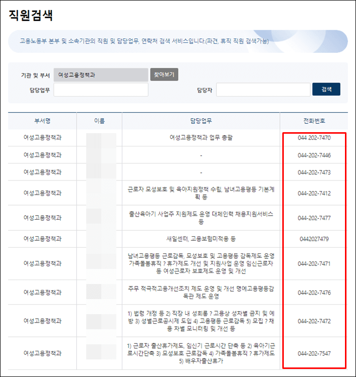 고용노동부-전화번호