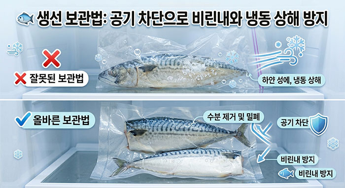생선 보관법: 생선의 공기 차단& 비린내와 냉동 상해 완벽 방지