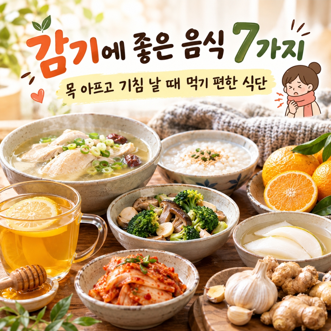 감기에 좋은 음식 7가지 목 아프고 기침 날 때 먹기 편한 식단
