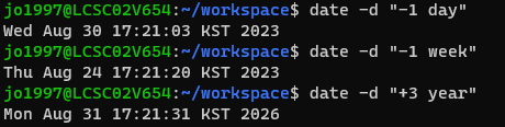 date -d