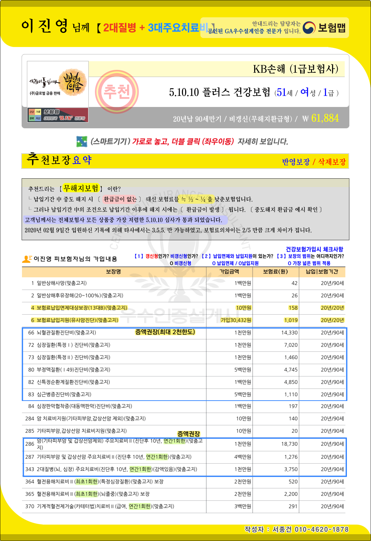 전문가의 2대질병보험+3대주요치료비보험추천