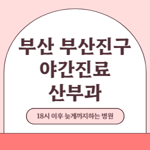 부산 부산진구 야간진료 산부인과 병원 (18시 이후 늦게까지하는 병원)