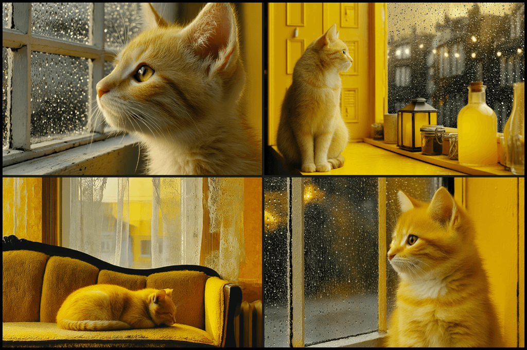 스타일 실험 콘셉트 보드 대표 이미지_노란색 요소 예시_Midjourney