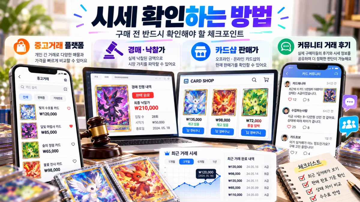 중고거래 체결내역 경매 낙찰가 카드숍 판매가 비교를 통한 카드 시세 확인법