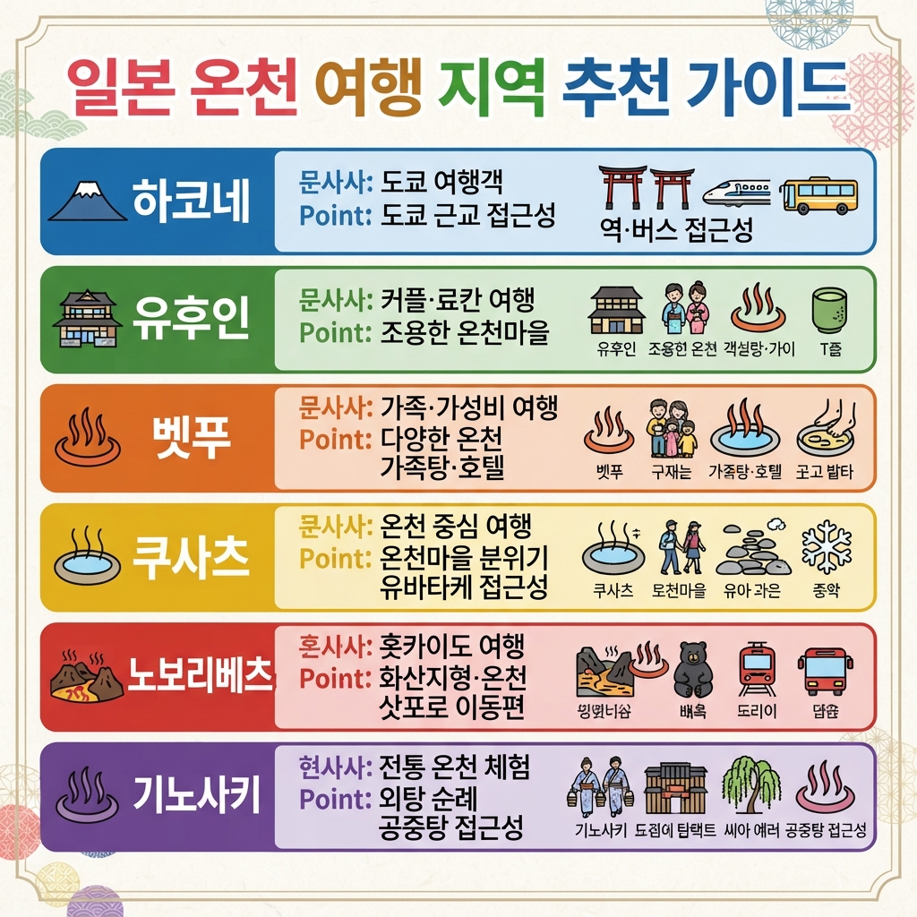 일본 온천 숙소 추천 2026