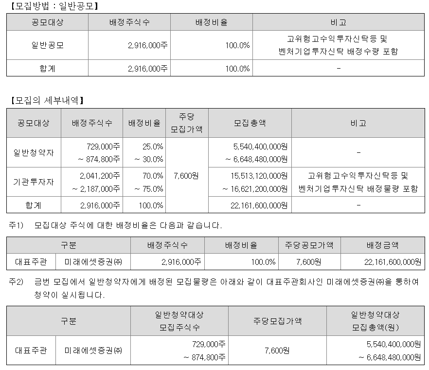 노타 공모주 청약일정 수요예측 상장