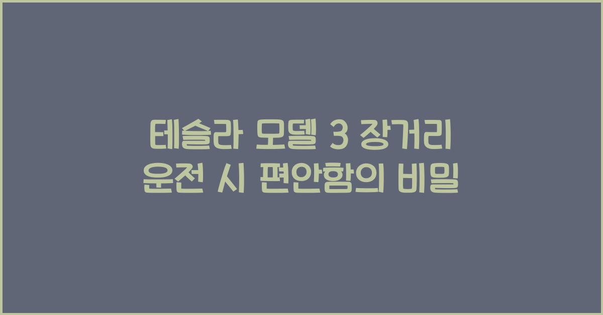 테슬라 모델 3 장거리 운전 시 편안함