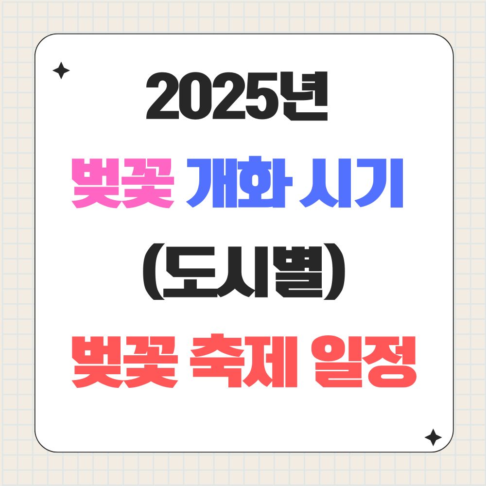 2025년 벚꽃 개화 시기 (도시별) 및 벚꽃 축제 일정