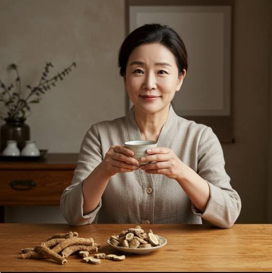 시호의 복용법과 부작용, 시호 차 마시는 여성