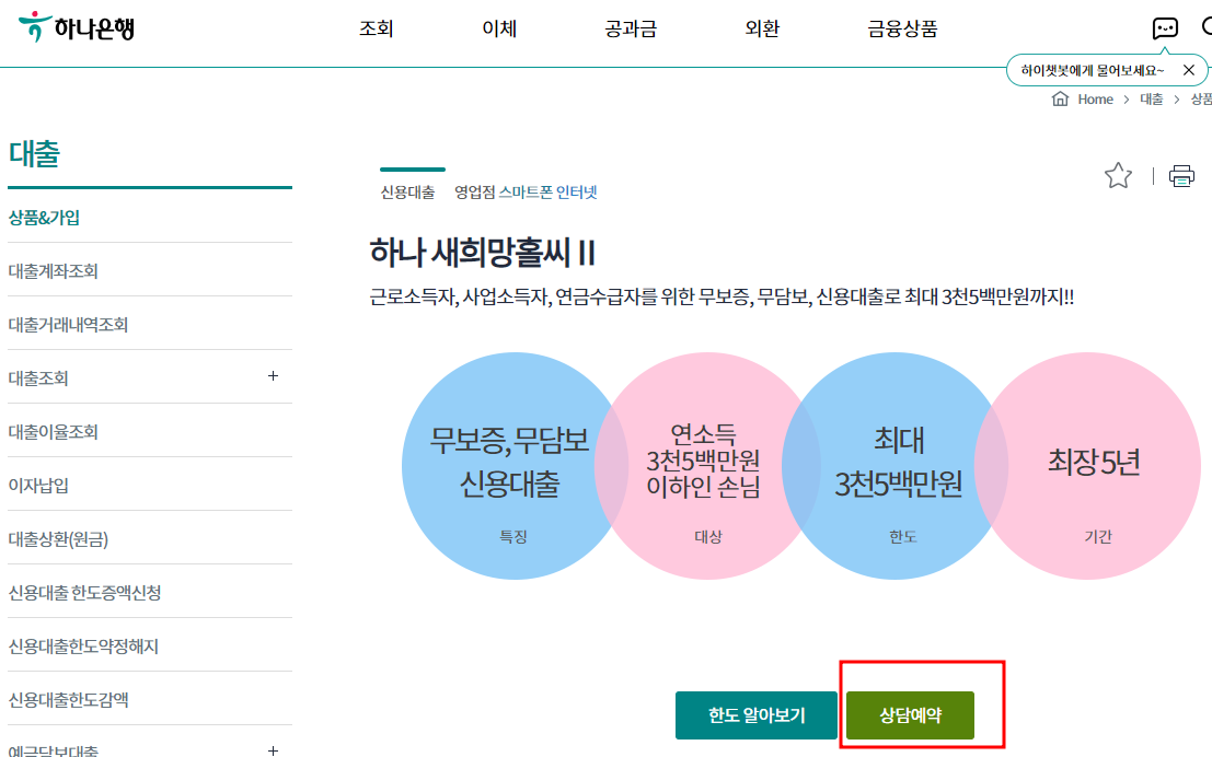 하나은행 새희망홀씨