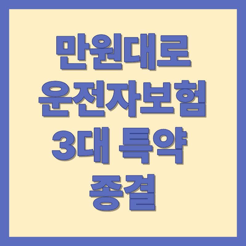 만원대로 운전자보험 3대 특약 종결