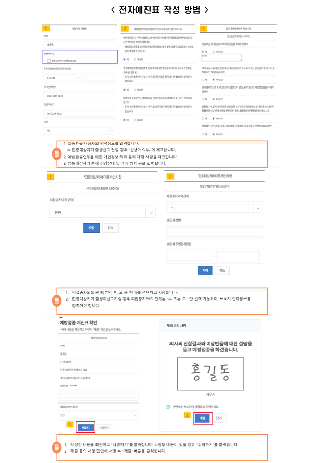 전자예진표 작성방법