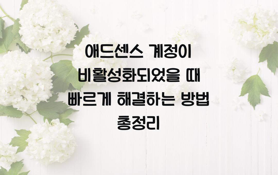 애드센스 계정이 비활성화되었을 때 빠르게 해결하는 방법
