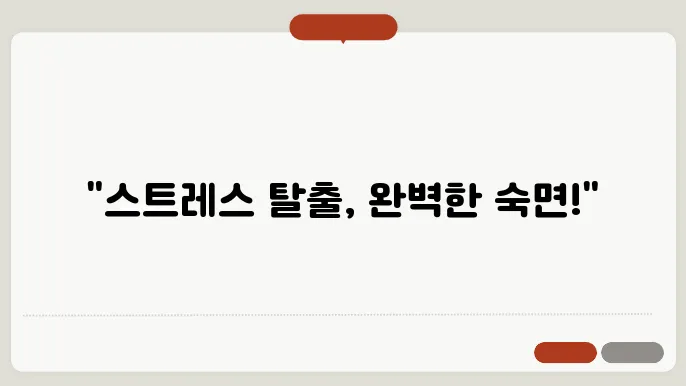 내일의 에너지를 위한 숙면, 스트레스 해소법 공개