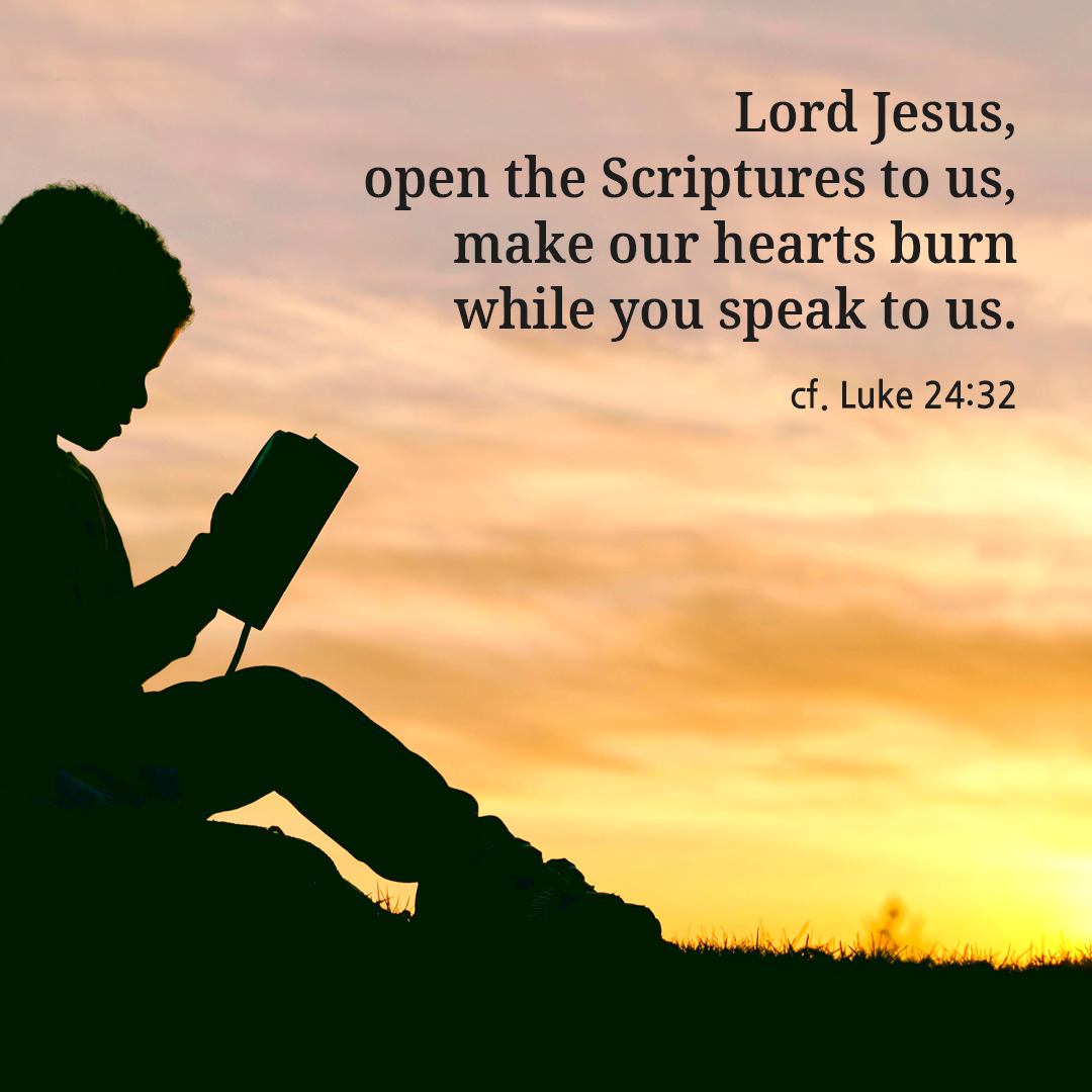 Lord Jesus, open the Scriptures to us, make our hearts burn while you speak to us. (cf. Luke 24:32)
