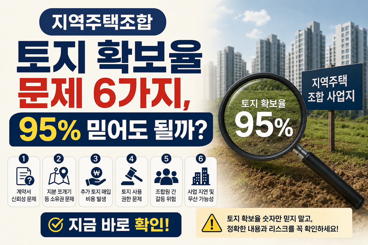 지역주택조합 토지 확보율 문제 6가지, 95% 믿어도 될까? 지금 바로 확인