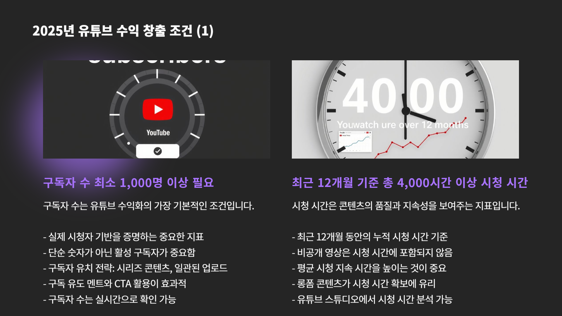 유튜브 수익 창출 조건 확인