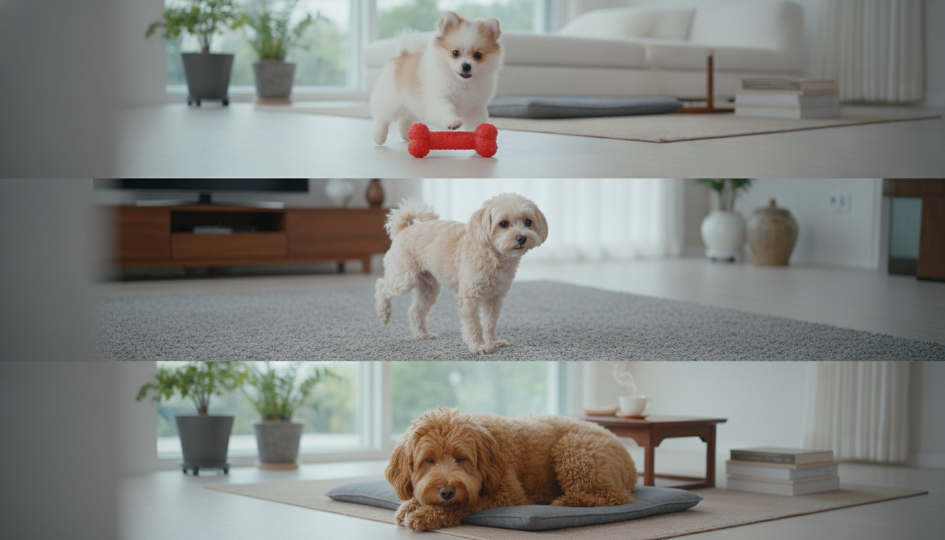 강아지 다리 절뚝임의 세 가지 흔한 원인: 가벼운 염좌, 슬개골 탈구, 노령성 관절염을 보여주는 이미지