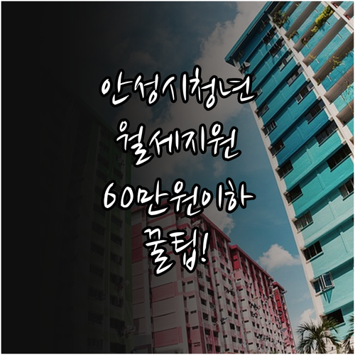 안성시 청년월세 지원 월세 60만원 ..