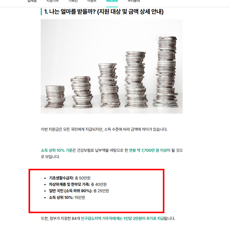 25만원 지원금 대상 확인