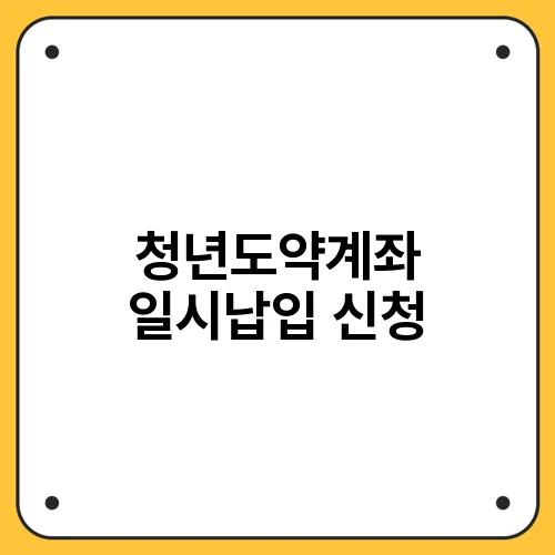 청년도약계좌 일시납입 신청