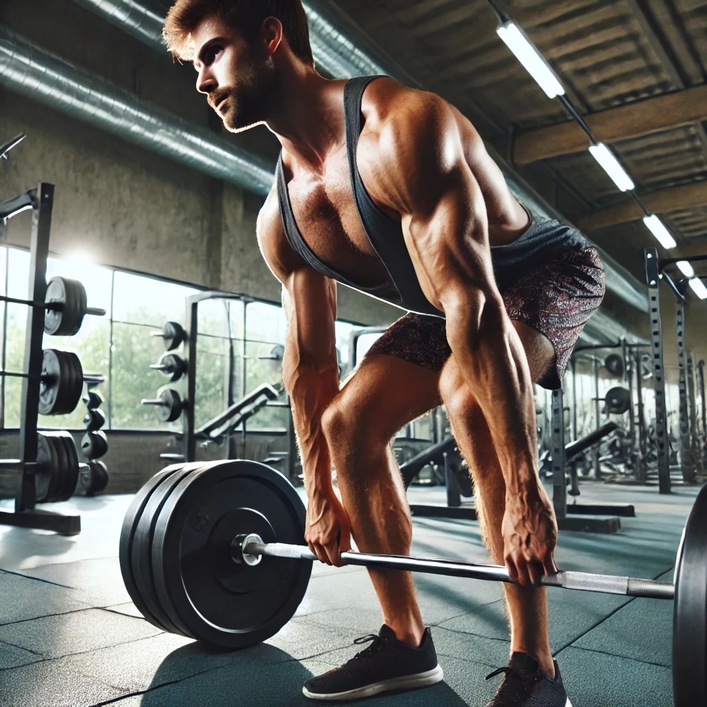 근력운동을 위해 데드리프트를 하는 남성의 모습