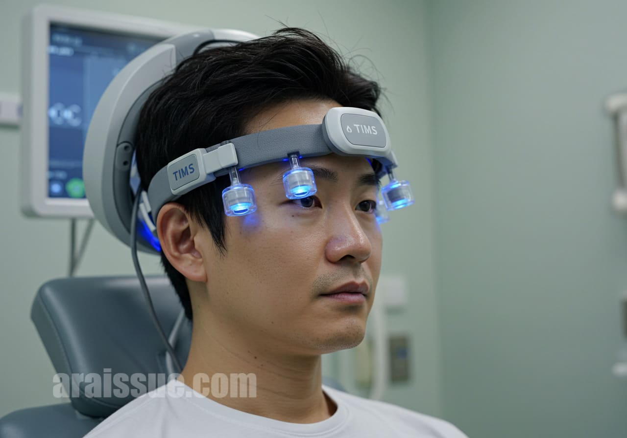 TMS를 이용한 수면 회복 치료 장면