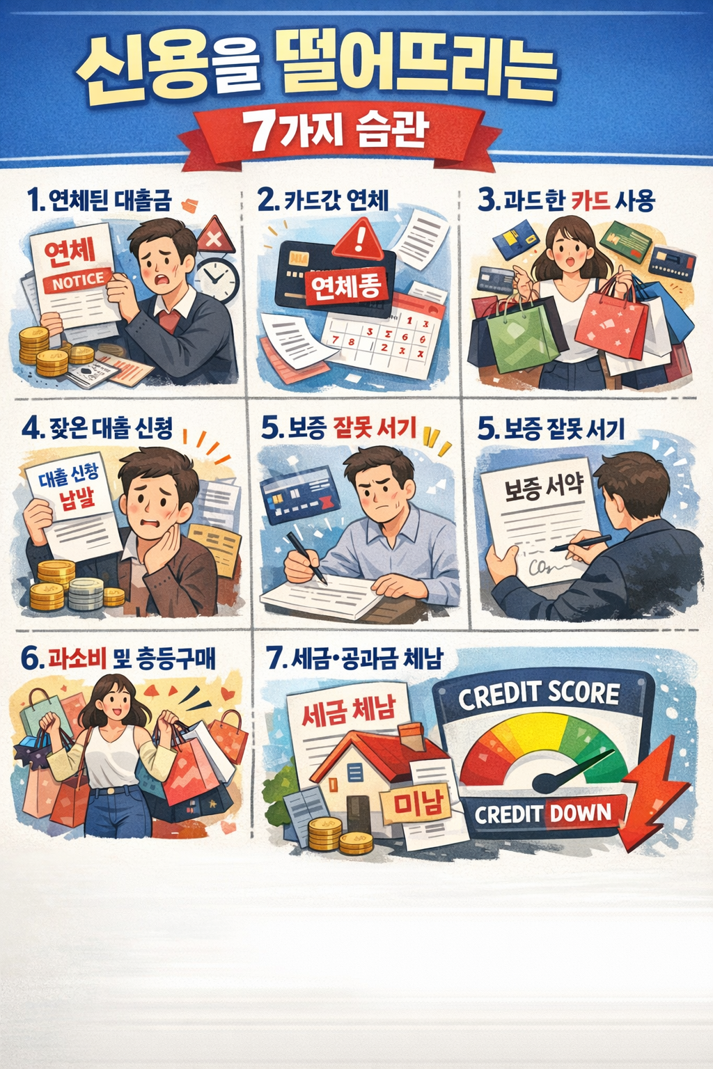 신용점수를 떨어지게하는 7가지 습관