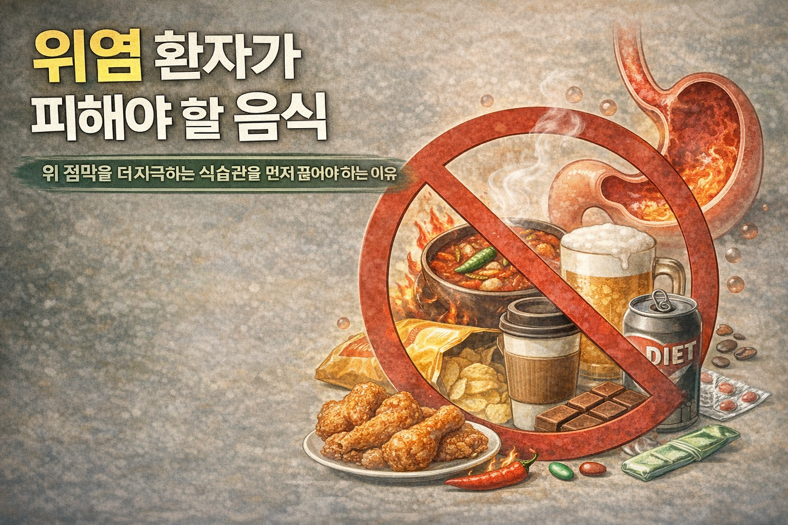 위염 환자가 피해야 할 음식 / 위 점막을 더 자극하는 식습관을 먼저 끊어야 하는 이유