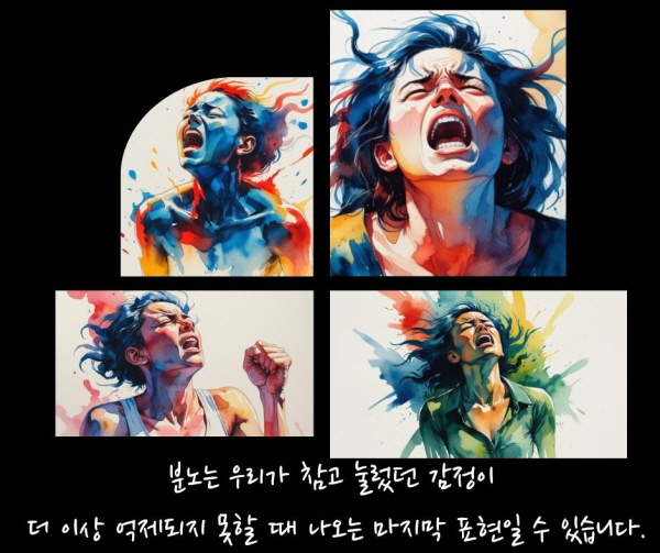 분노는 더 이상 참을 수 없을 때 터져 나오는 최후의 감정 표현일지도 모릅니다에 관한 그림