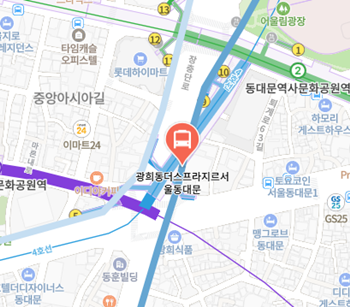 광희동더스프라지르서울동대문에서 인천공항 리무진 공항버스(6702번) 지도 위치