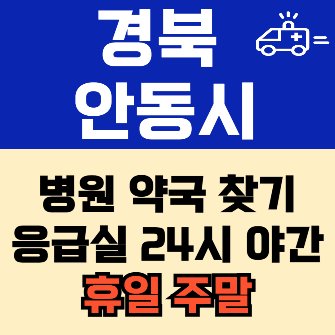 경북 안동시 주말 일요일 공휴일 24시 당번 약국 병원 응급실 : 빠르게 찾기!!