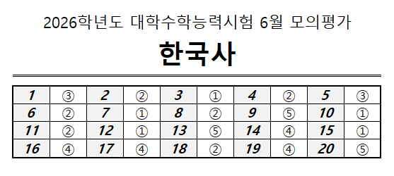 2026 6월 모의고사 한국사