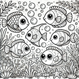 물고기 색칠도안