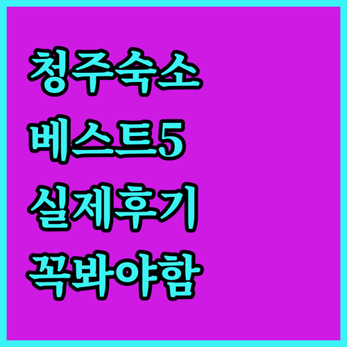 청주 숙소 추천 베스트 5곳 비교 분..