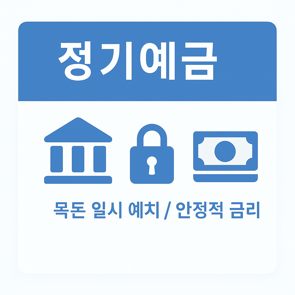 기업은행 정기예금 인포그래픽으로, 목돈을 일시 예치하고 안정적인 금리를 제공하는 상품의 특징을 설명하며 예금자에게 적합한 조건을 보여주는 이미지입니다.