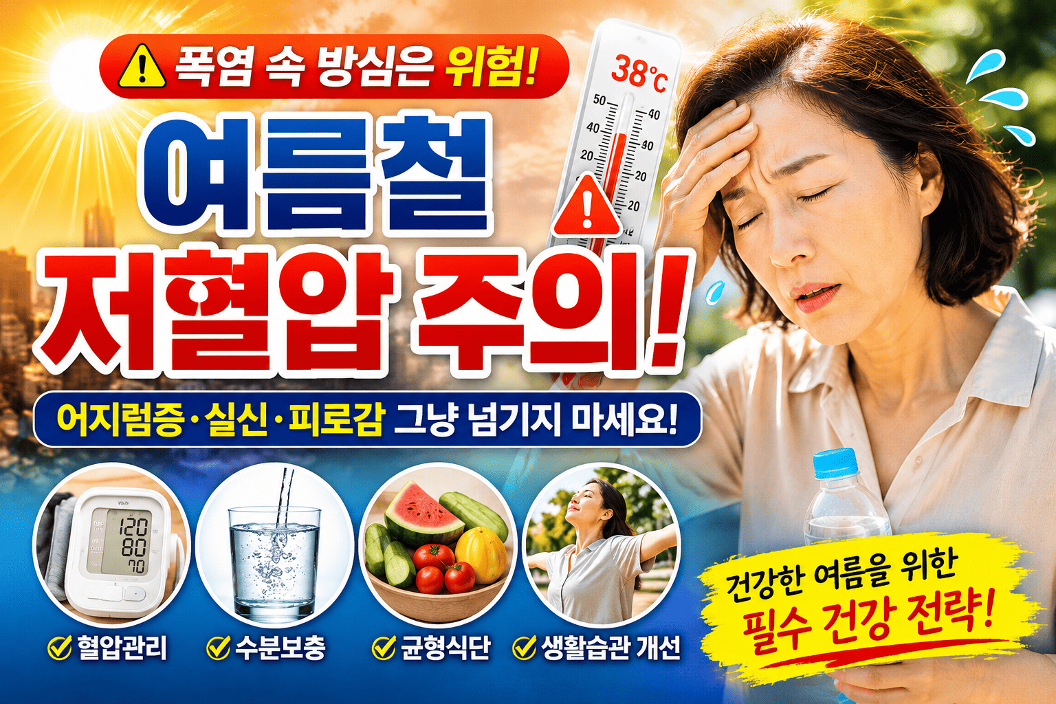 폭염기 저혈압 건강 전략 (의학정보, 생활수칙, 예방관리)