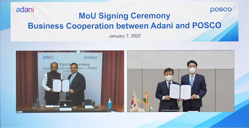포스코, 인도에 그린 통합제철소 짓는다...50억달러 규모 Adani Group, POSCO sign $5 billion deal for green projects in India. 5 points