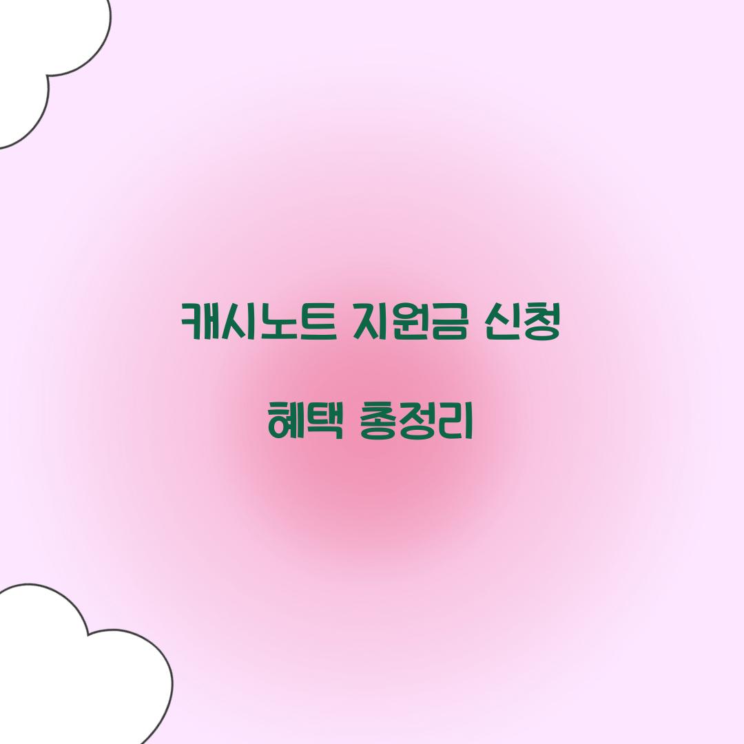 캐시노트 지원금 신청 혜택