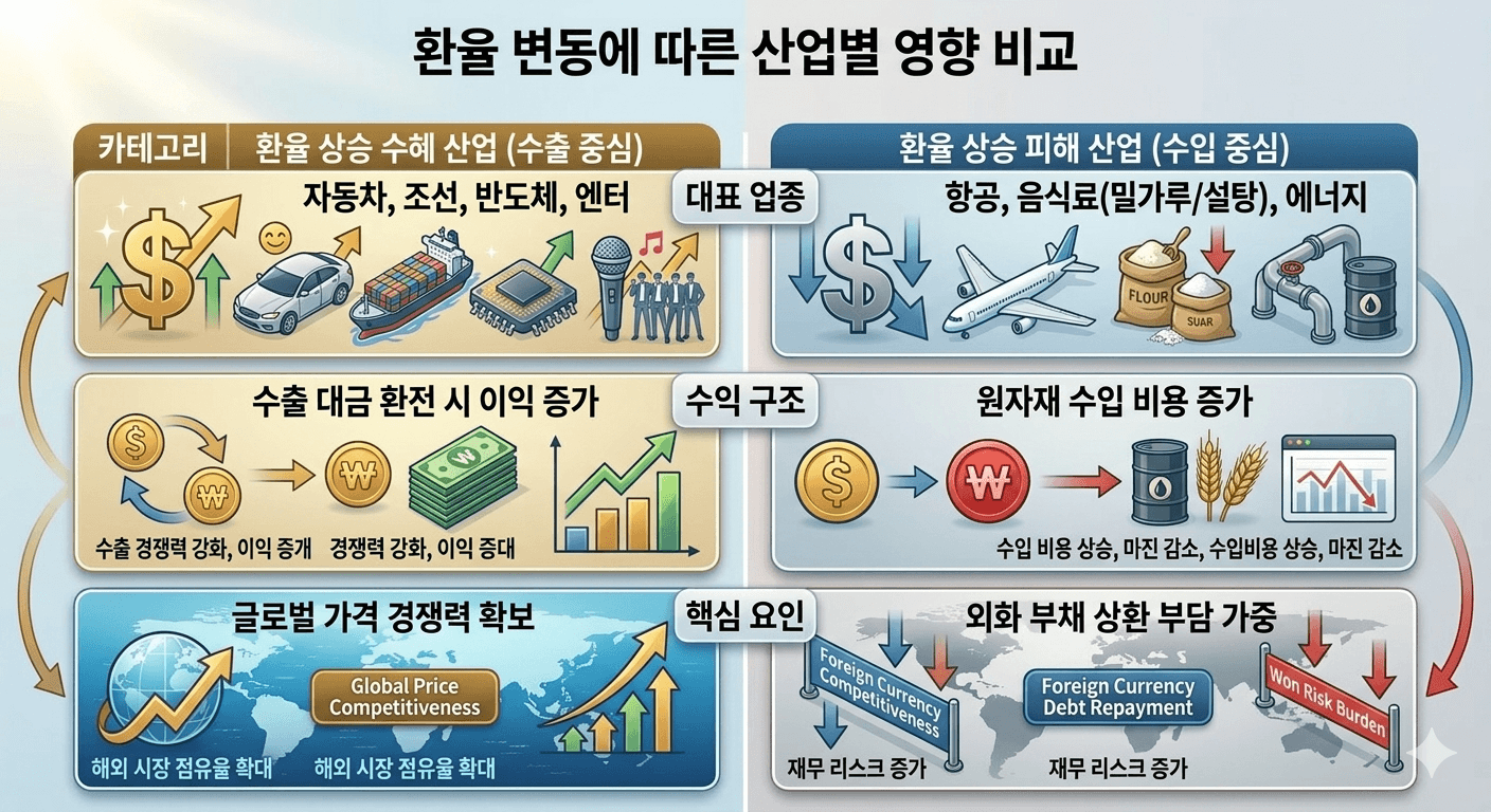 원&middot;달러 환율 상승, 웃음 짓는 산업은?