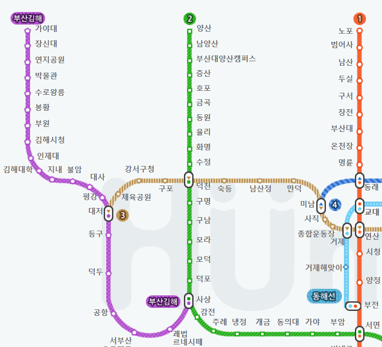부산 지하철 노선도 크게보기 (방법)
