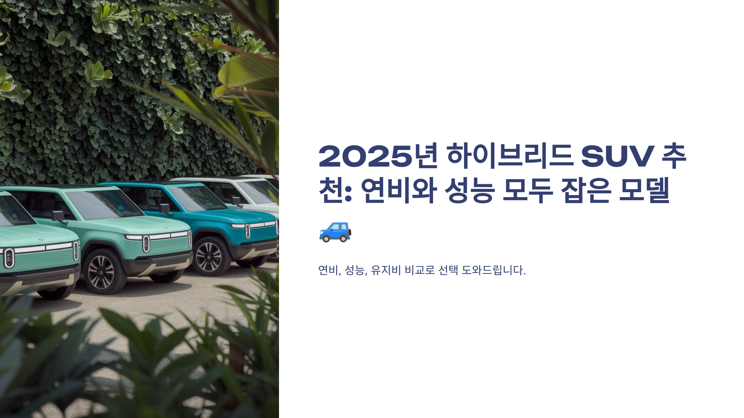 2025년 하이브리드 SUV 추천: 연비와 성능 모두 잡은 모델 🚙