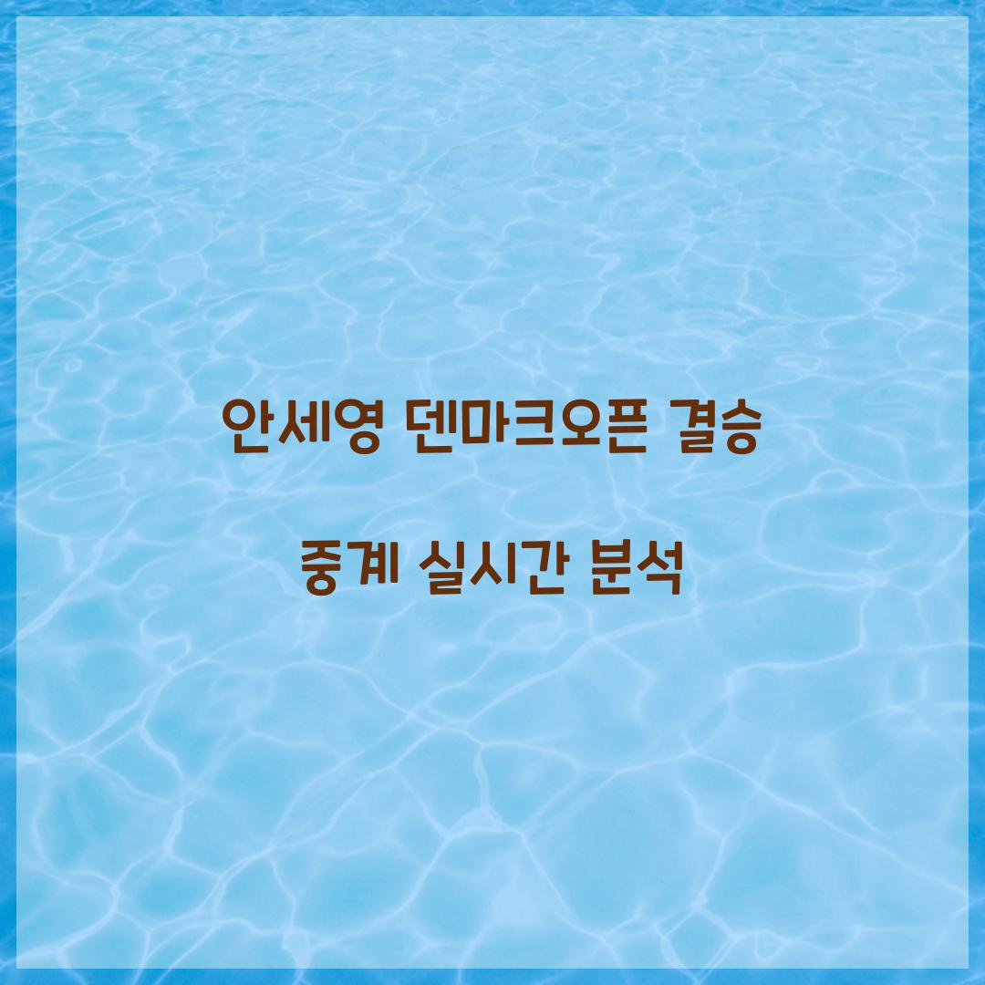 안세영 덴마크오픈 결승 중계